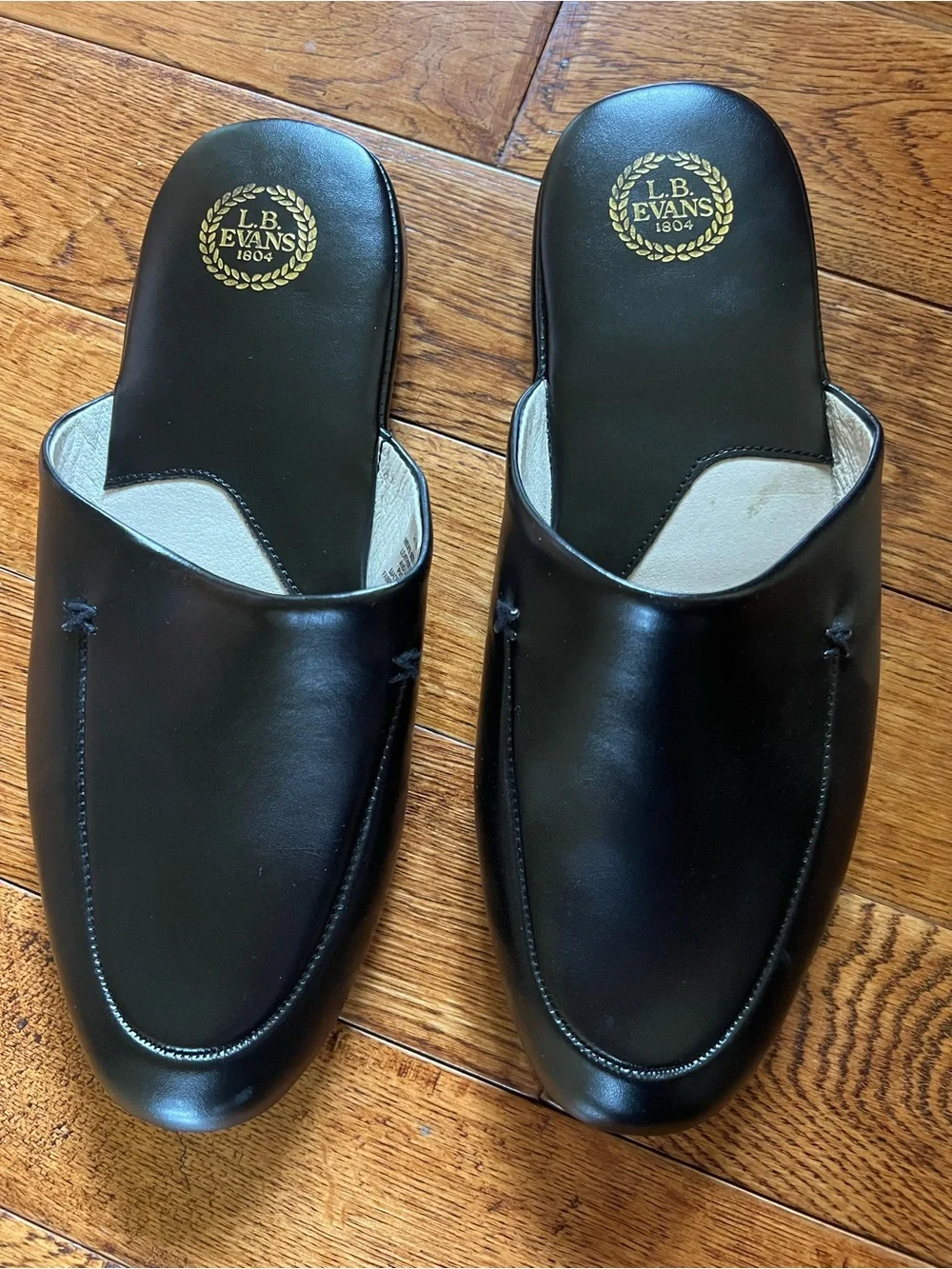 L.B. Evans Men’s Slippers Leather Slip-On Loafers Black Size 12 EEE